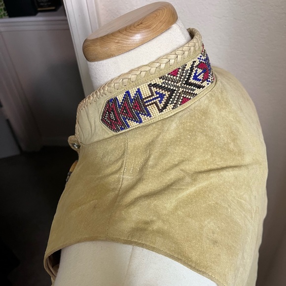 Vintage Diamond leather fringe vest sz 12 will fit a 14/16 unbuttoned - Picture 2 of 7